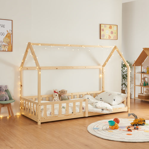 Letto per Cameretta Hesel a Forma di Casetta in Legno di Pino [en.casa] 