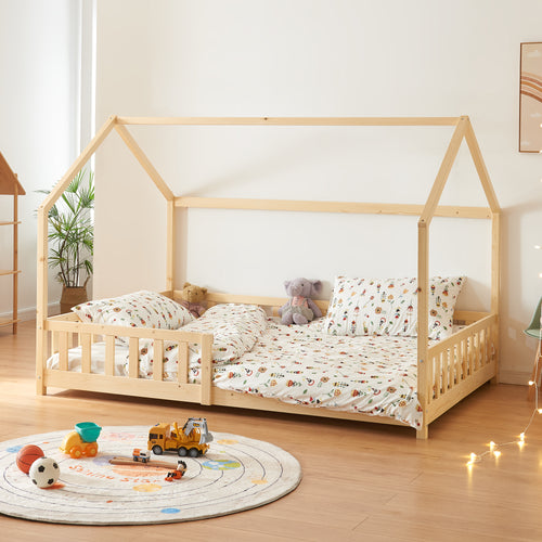 Letto per Cameretta Hesel a Forma di Casetta in Legno di Pino [en.casa] 