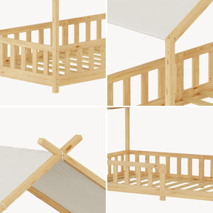 Letto a casa Rila in stile Montessori con protezione anticaduta 90x200 cm [en.casa]