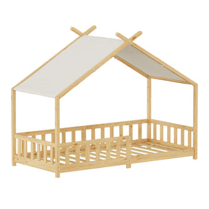 Letto a casa Rila in stile Montessori con protezione anticaduta 90x200 cm [en.casa]