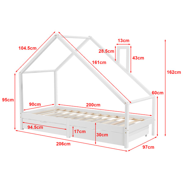 Lettino per bambini Assling con 2 cassetti 90x200cm in vari colori [en.casa]