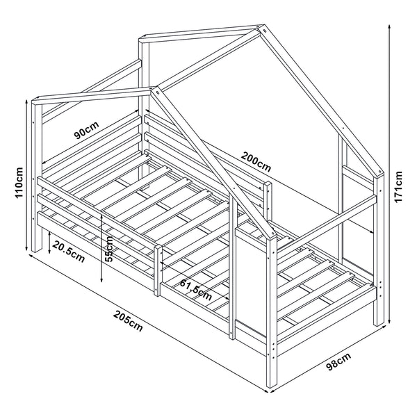 Lettino per bambini Lorenskog con materasso 90x200 cm in vari colori [en.casa]