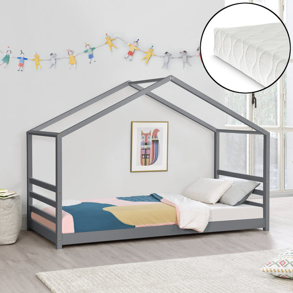 Lettino per bambini Vardø con materasso in schiuma fredda 90x200 cm in vari colori en.casa