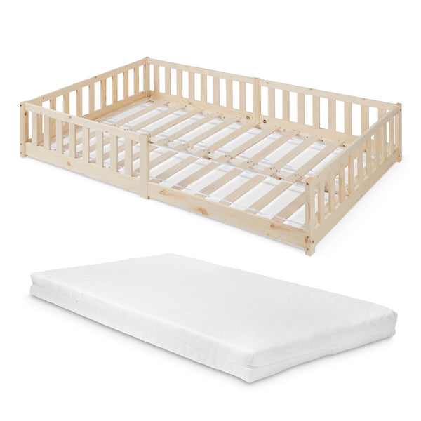 Letto Montessori per Cameretta Tanna in Legno di Pino con Materasso a Schiuma Fredda - Vari Colori e Misure [en.casa]