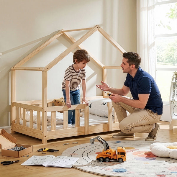 Letto per Cameretta Treviolo a Forma di Casetta in Stile Montessori [en.casa]