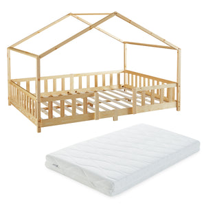 Letto per Cameretta Treviolo a Forma di Casetta in Stile Montessori con Materasso [en.casa]