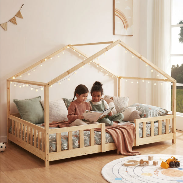 Letto per Cameretta Treviolo a Forma di Casetta in Stile Montessori con Materasso [en.casa]