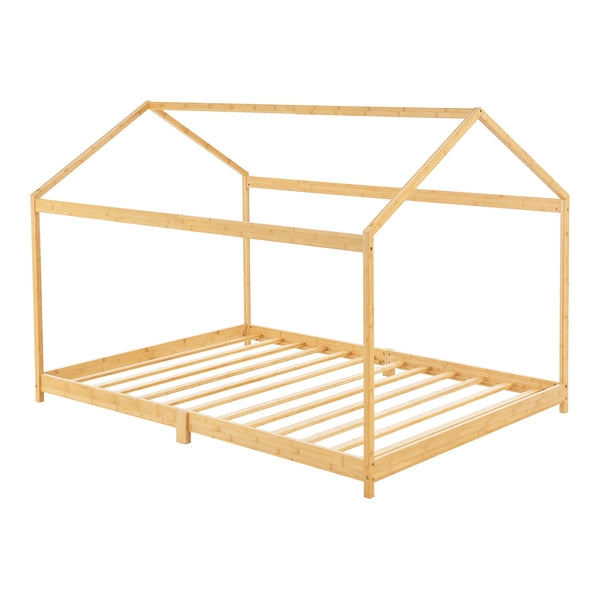 Letto per Cameretta Vindafjord a Forma di Casetta in Bambù [en.casa]