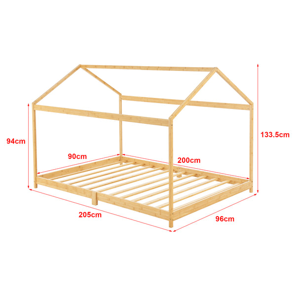 Letto per Cameretta Vindafjord a Forma di Casetta in Bambù [en.casa]