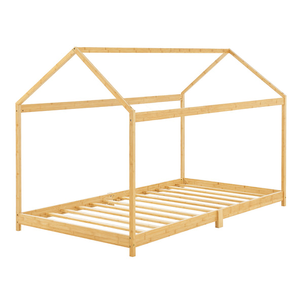 Letto per Cameretta Vindafjord a Forma di Casetta in Bambù [en.casa]