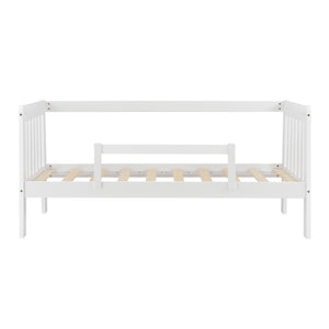 Letto per Bambino con Materasso a Schiuma Fredda 140x70 / 160x80 / 200x90 cm Lettino in Legno di Pino con Corrimano Laterale e Piedini Alti - Vari Colori