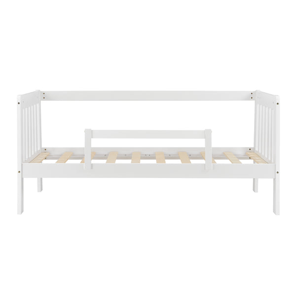 Letto per Bambino con Materasso a Schiuma Fredda 140x70 / 160x80 / 200x90 cm Lettino in Legno di Pino con Corrimano Laterale e Piedini Alti - Vari Colori
