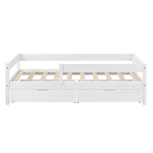 Letto per Bambino/Gioventú con 2 Cassetti 70x140 / 80x160 / 90x200 cm Lettino in Legno di Pino con Barriere di Protezione - Vari Colori 