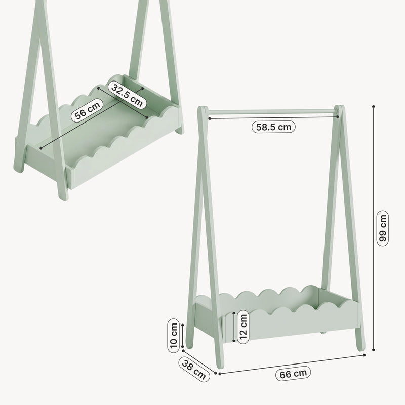 Schizzo in scala Stand Appendiabiti Vestnes a Forma di Capanna per Cameretta 99 x 66 x 38 cm [en.casa]