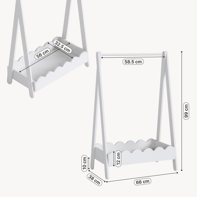 Schizzo in scala Stand Appendiabiti Vestnes a Forma di Capanna per Cameretta 99 x 66 x 38 cm [en.casa]