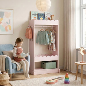Guardaroba Vestnes per Cameretta con Specchio - Rosa [en.casa]