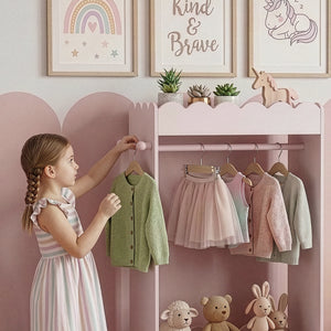 Guardaroba Vestnes per Cameretta con Specchio - Rosa [en.casa]