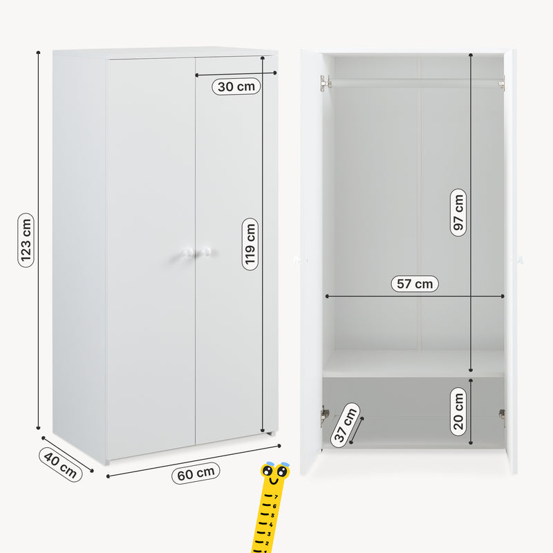 Schizzo in scala Armadio Beldinupp per Cameretta 123 x 60 x 40 cm [en.casa]