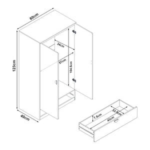 Armadio per abiti bambini Sandnes con cassetto [en.casa]