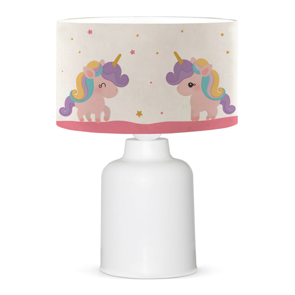 Lampada da Comodino 'Macclesfield' per Cameretta Lampada da Tavolo con Paralume Cilindrico in Tessuto Lampada per Bambini con Vari Motivi - lux.pro 