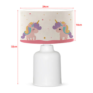 Lampada da Comodino 'Macclesfield' per Cameretta Lampada da Tavolo con Paralume Cilindrico in Tessuto Lampada per Bambini con Vari Motivi - lux.pro 
