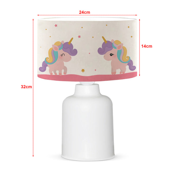 Lampada da Comodino 'Macclesfield' per Cameretta Lampada da Tavolo con Paralume Cilindrico in Tessuto Lampada per Bambini con Vari Motivi - lux.pro 