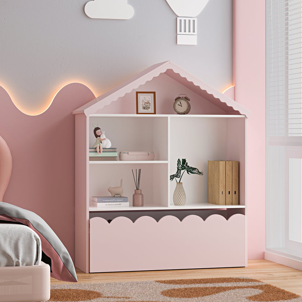 Libreria per bambini Vestnes 114x91x30 cm Cotton Candy/Bianco [en.casa]