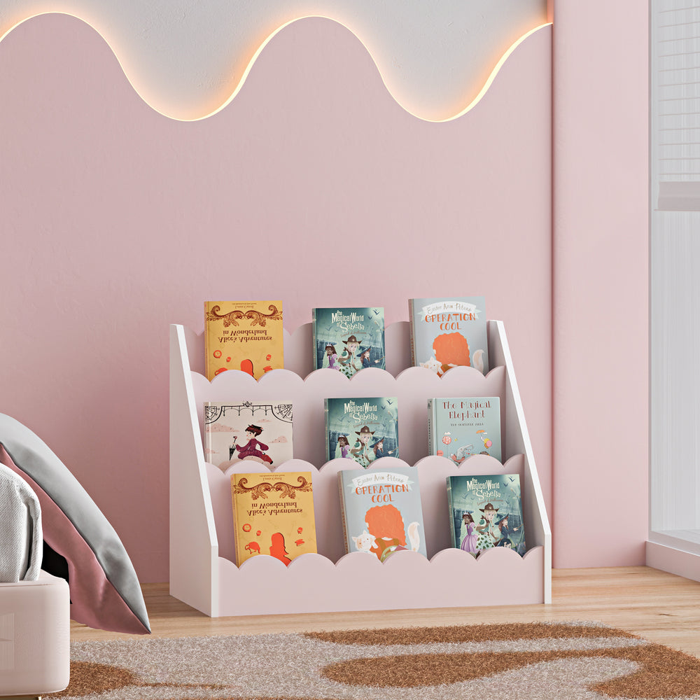 Libreria per bambini Vestnes 48x61x30 cm Cotton Candy/Bianco [en.casa]