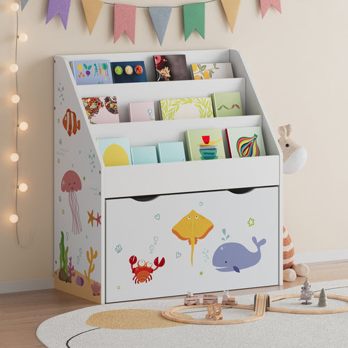 Scaffale per bambini Aarnskona 70x63x30 cm motivo Aqua Dream [en.casa] - premiumXL