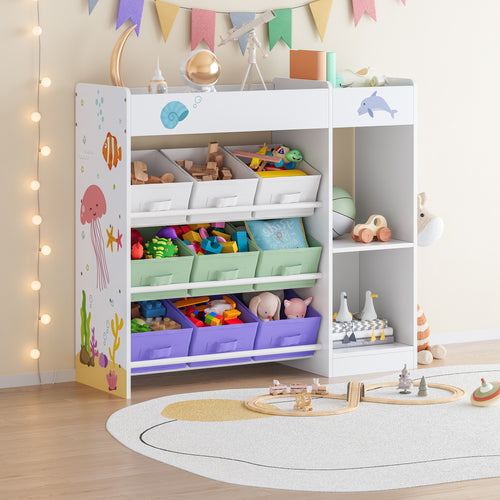 Scaffale per bambini Farusa 80x90x30 cm motivo Aqua Dream [en.casa] - premiumXL