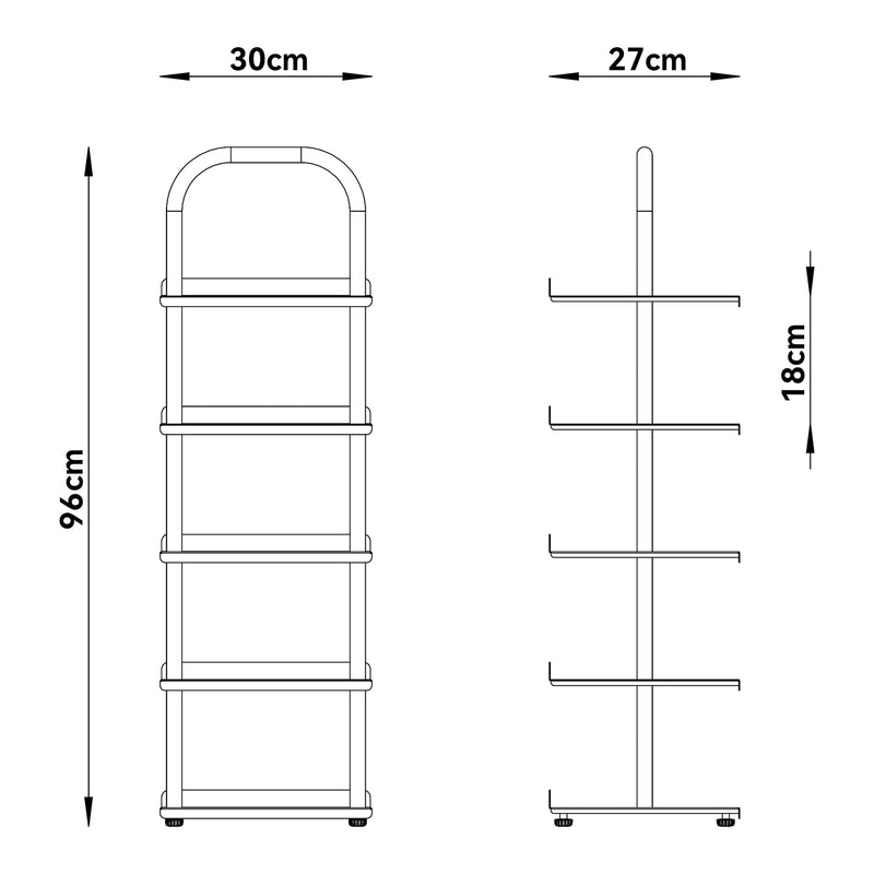 Schizzo in scala Scarpiera Poytya per Cameretta Scaffale in Acciaio 96x30x27 cm - [en.casa]