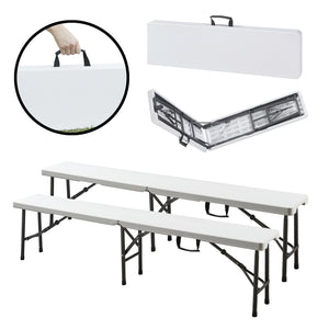 Set panca pieghevole Ljusnarsberg 2 pz. Bianco [en.casa]