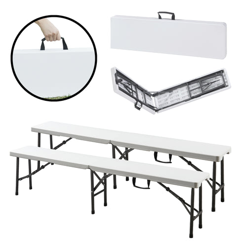 Set panca pieghevole Ljusnarsberg 2 pz. Bianco [en.casa]