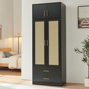 Armadio da Guardaroba Larundi con 4 Ante e 2 Cassetti 216 x 80 x 52 cm [en.casa]