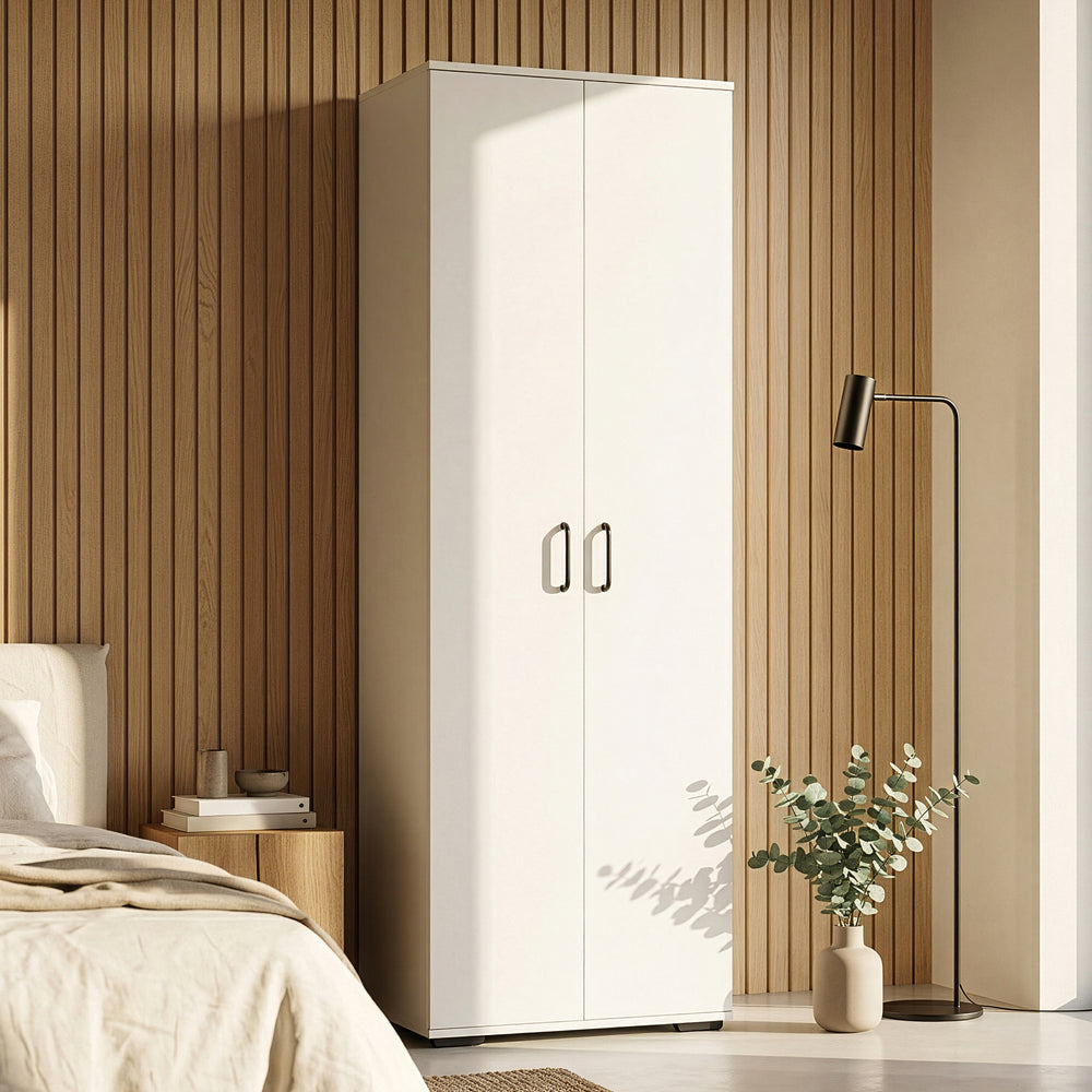 Armadio Chalvefted a 2 Ante Guardaroba con Barra Appendiabiti e 4 Ripiani Regolabili 175 x 60 x 35 cm - Bianco [en.casa]