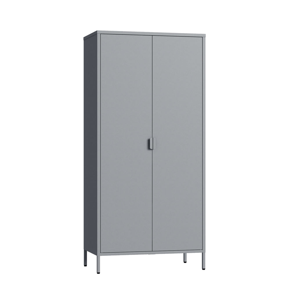 Armadio Guradaroba Esteli in Acciaio a 2 Ante con 2 Barre Appendiabiti e 4 Ripiani 170 x 80 x 45 cm [en.casa]