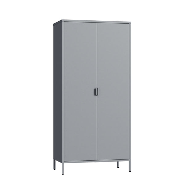 Armadio Guradaroba Esteli in Acciaio a 2 Ante con 2 Barre Appendiabiti e 4 Ripiani 170 x 80 x 45 cm [en.casa]