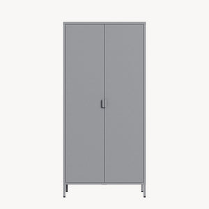 Armadio Guradaroba Esteli in Acciaio a 2 Ante con 2 Barre Appendiabiti e 4 Ripiani 170 x 80 x 45 cm [en.casa]