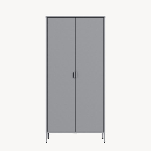 Armadio Guradaroba Esteli in Acciaio a 2 Ante con 2 Barre Appendiabiti e 4 Ripiani 170 x 80 x 45 cm [en.casa]