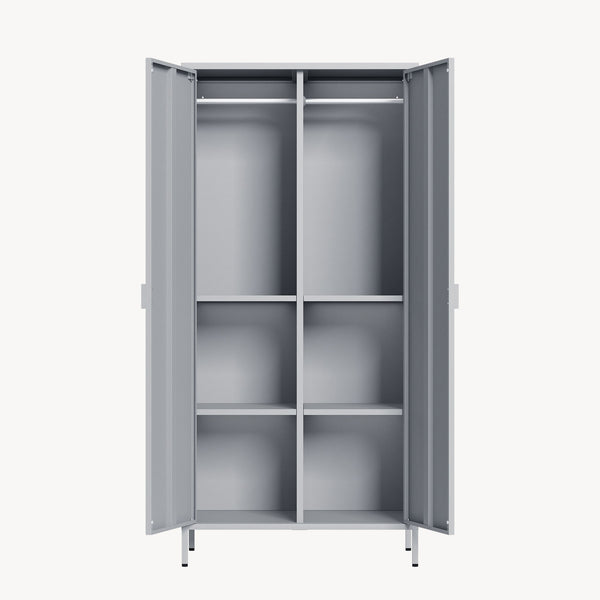 Armadio Guradaroba Esteli in Acciaio a 2 Ante con 2 Barre Appendiabiti e 4 Ripiani 170 x 80 x 45 cm [en.casa]