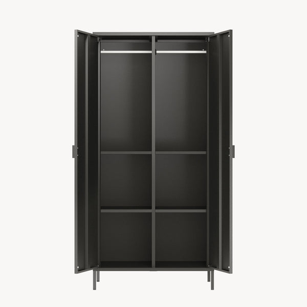 Armadio Guradaroba Esteli in Acciaio a 2 Ante con 2 Barre Appendiabiti e 4 Ripiani 170 x 80 x 45 cm [en.casa]