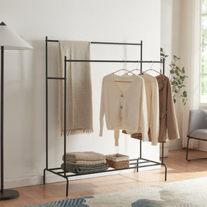 Appendiabiti Bramming con due aste appendiabiti 147 x 116 x 54 cm Nero [en.casa]