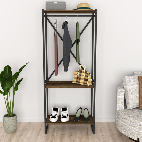 Stand Appendiabiti 'Ulstein' Organizzatore Guardaroba con Barra Variabile e 3 Ripiani - Vari Colori [en.casa] 