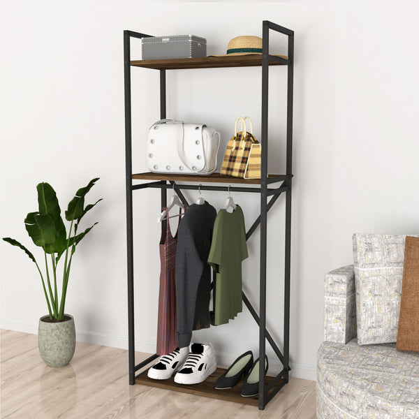 Stand Appendiabiti 'Ulstein' Organizzatore Guardaroba con Barra Variabile e 3 Ripiani - Vari Colori [en.casa] 