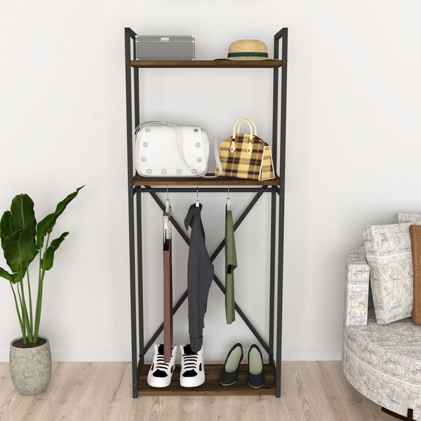 Stand Appendiabiti 'Ulstein' Organizzatore Guardaroba con Barra Variabile e 3 Ripiani - Vari Colori [en.casa] 