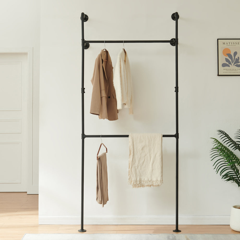 Bastone appendiabiti da parete Kenävatka acciaio nero [en.casa]