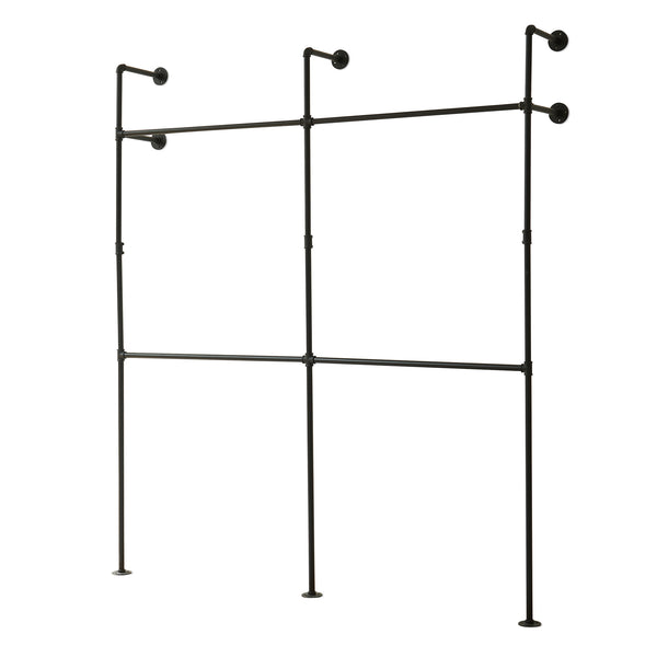 Stand Appendiabiti Kenävatka da Parete in Acciaio con Barra Porta Abiti - Nero [en.casa]