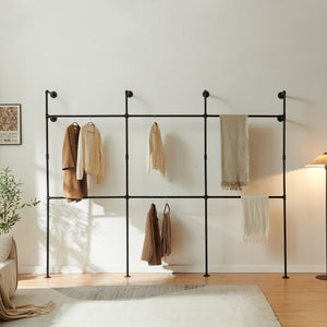 Stand Appendiabiti Kenävatka da Parete in Acciaio con Barra Porta Abiti - Nero [en.casa]