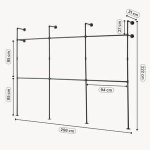 Stand Appendiabiti Kenävatka da Parete in Acciaio con Barra Porta Abiti - Nero [en.casa]