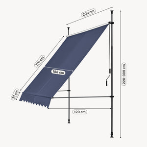 Tenda da Sole a Muro con Pali di Supporto Telescopici pro.tec